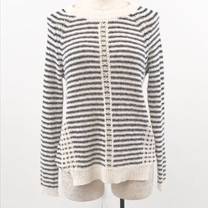 Vince Camuto XS Cotton Open Knit Stripe Sweater